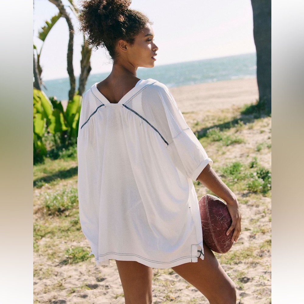 New Free People White Oversized Field Tee Shirt Size Medium